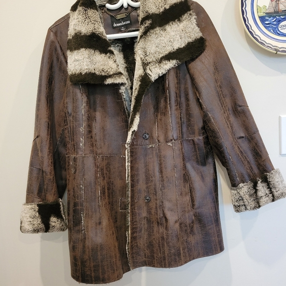 Dennis Basso Faux Suede Leather Jacket With Faux Fur Lining Med - Picture 7 of 11
